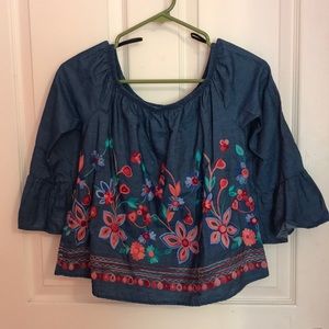 Embroidered off the shoulder blouse